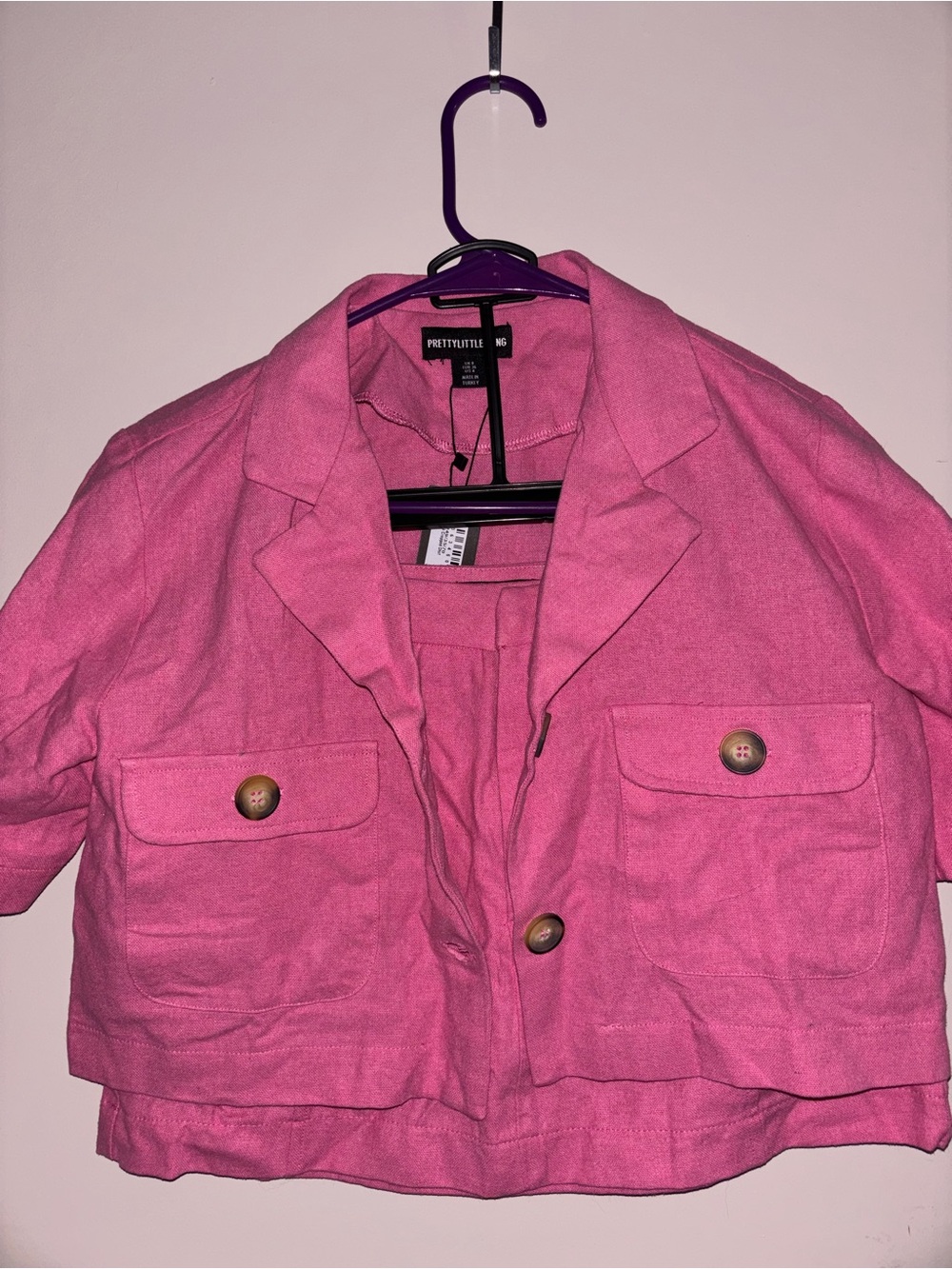 PrettyLittleThing Hot Pink Cropped Blazer Jacket and Pants